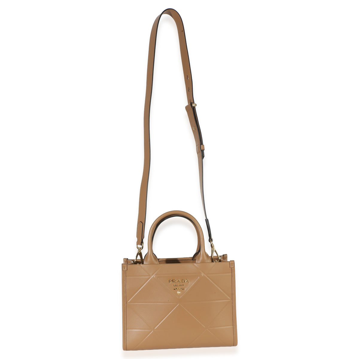Prada Dark Beige Soft Calfskin Triangolo Symbole Mini Tote Handbag 9