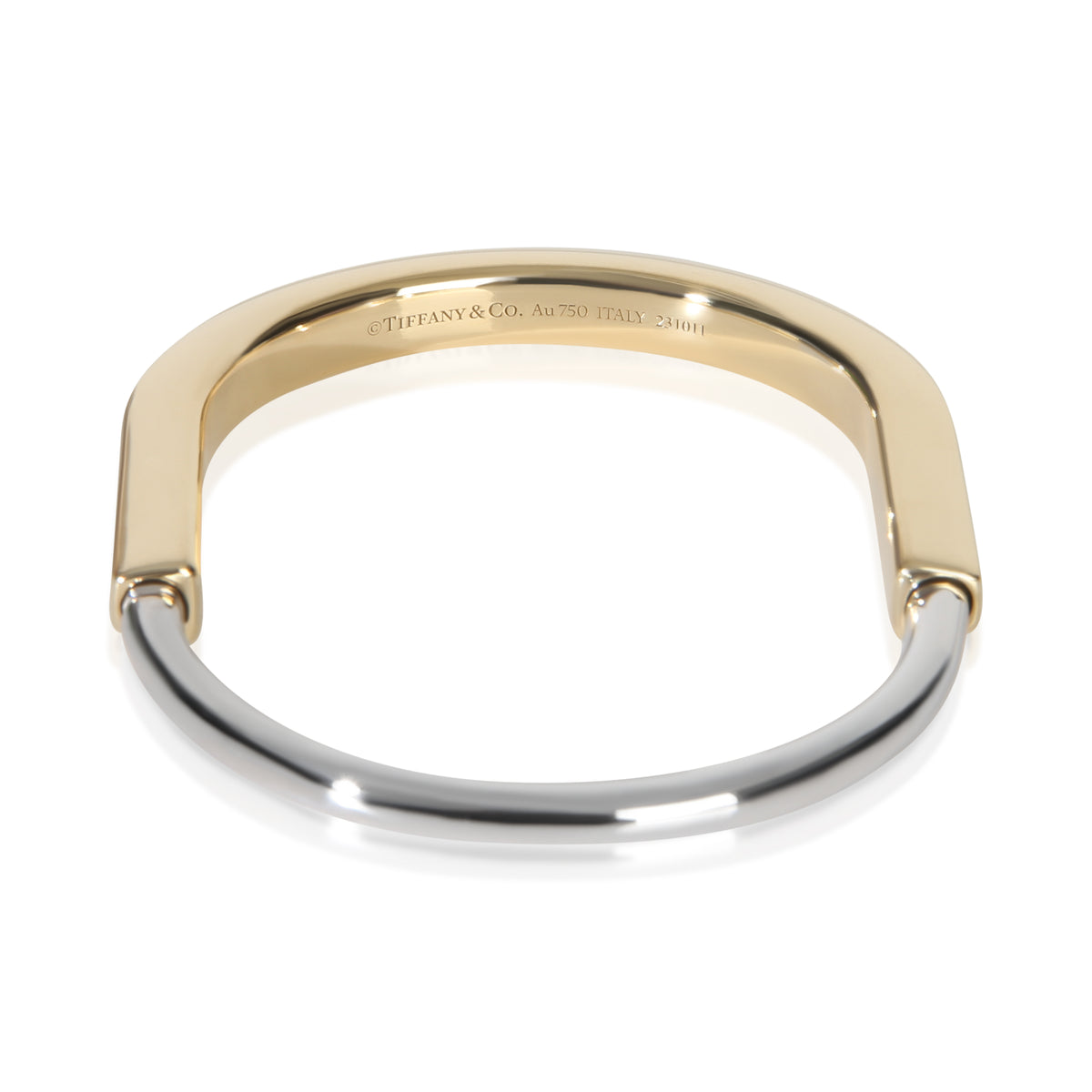 Tiffany & Co. White Gold & Yellow Gold  Lock Bangle Bracelet pv