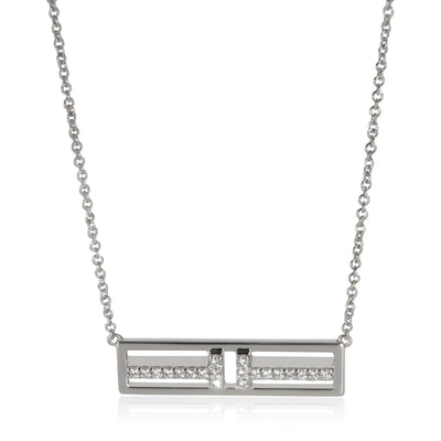 Tiffany & Co. White Gold Diamond Tiffany T Horizontal Bar Pendant fv