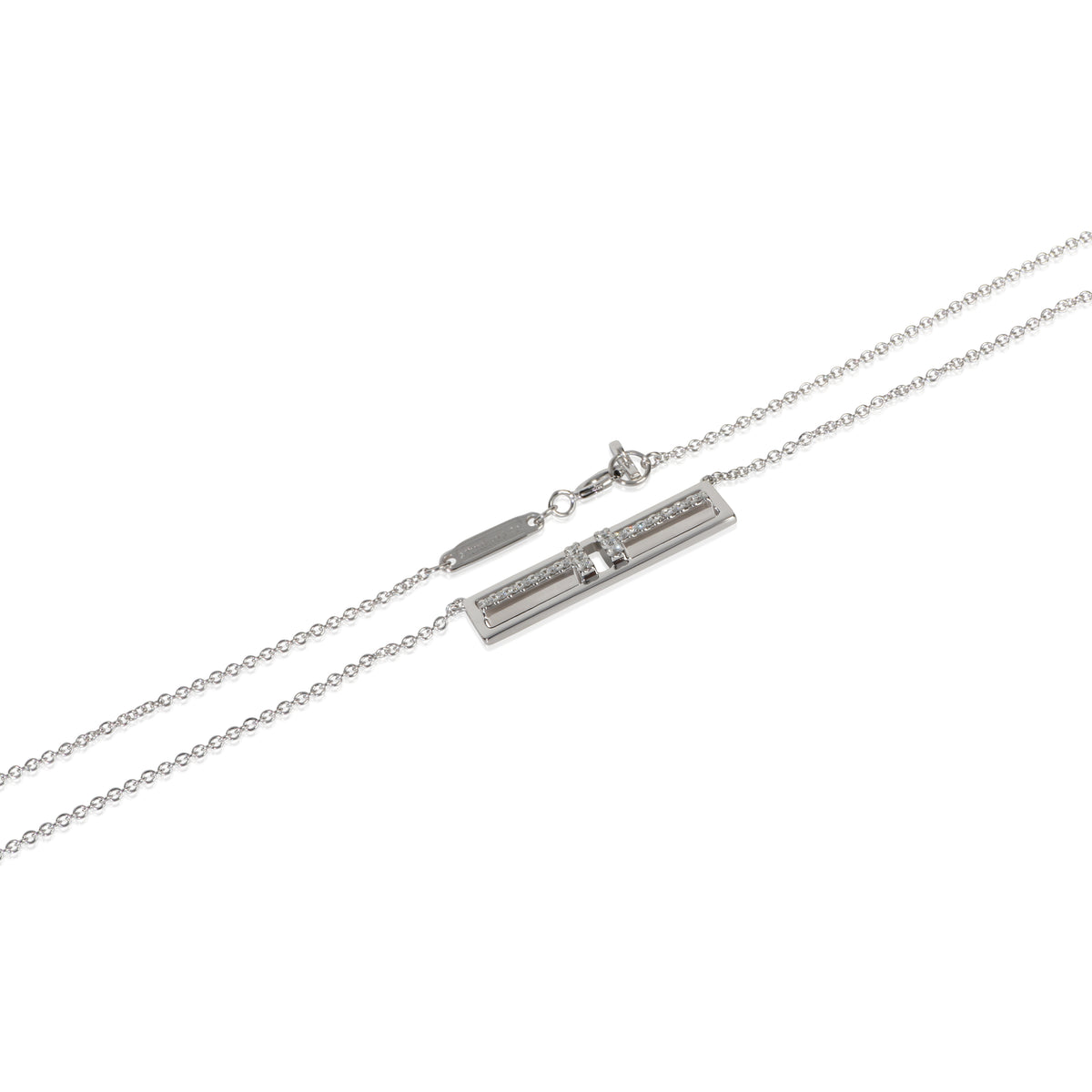 Tiffany & Co. White Gold Diamond Tiffany T Horizontal Bar Pendant sv