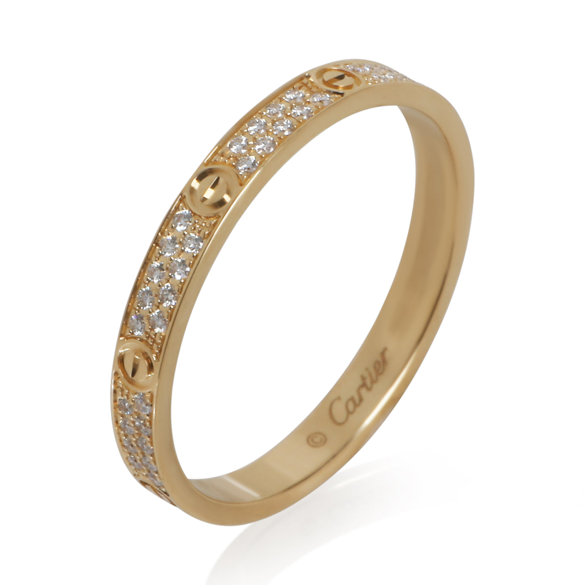 Cartier Yellow Gold Diamond Mini Pave Love Ring av
