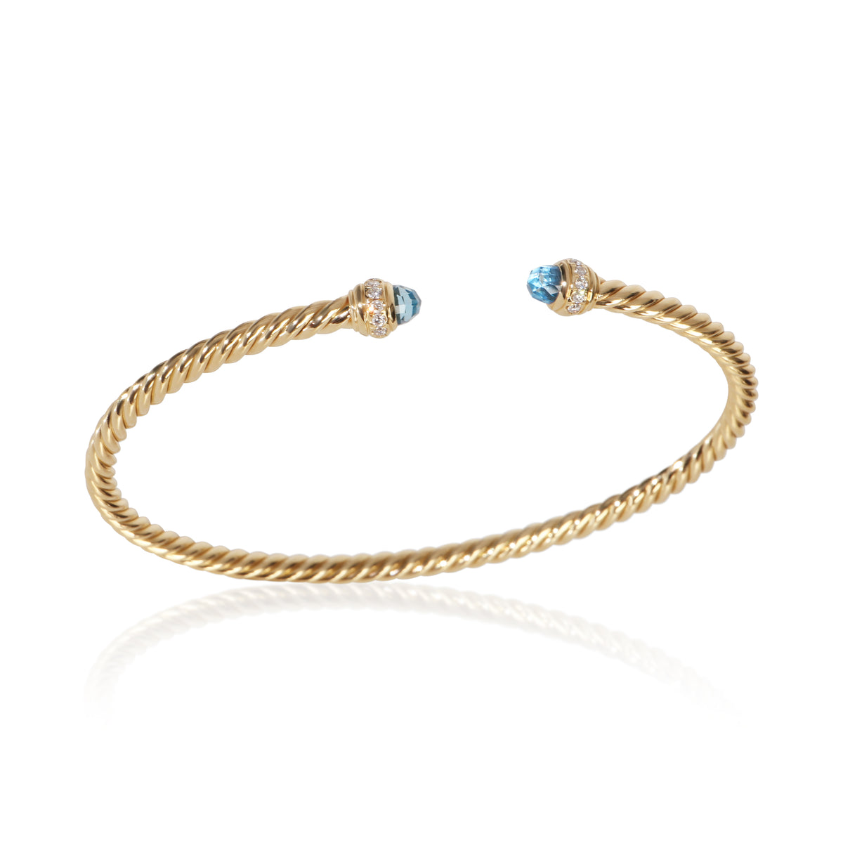 David Yurman Yellow Gold Topaz and Diamond Cablespira Bracelet bv