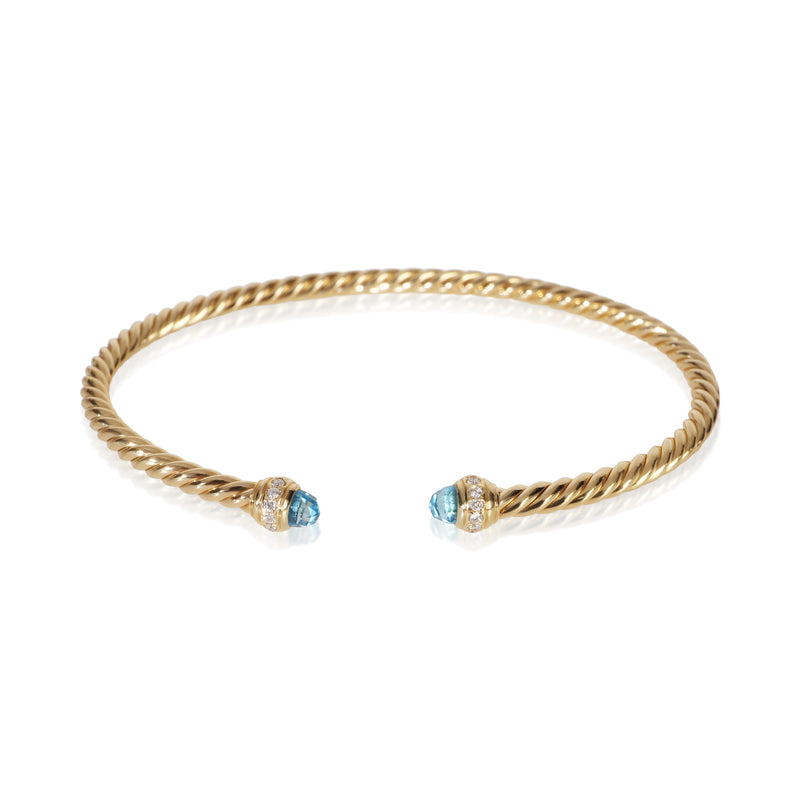David Yurman Yellow Gold Topaz and Diamond Cablespira Bracelet fv