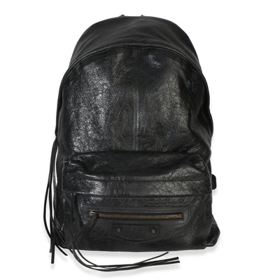 Balenciaga Black Arena Lambskin Le City Backpack Handbag fv