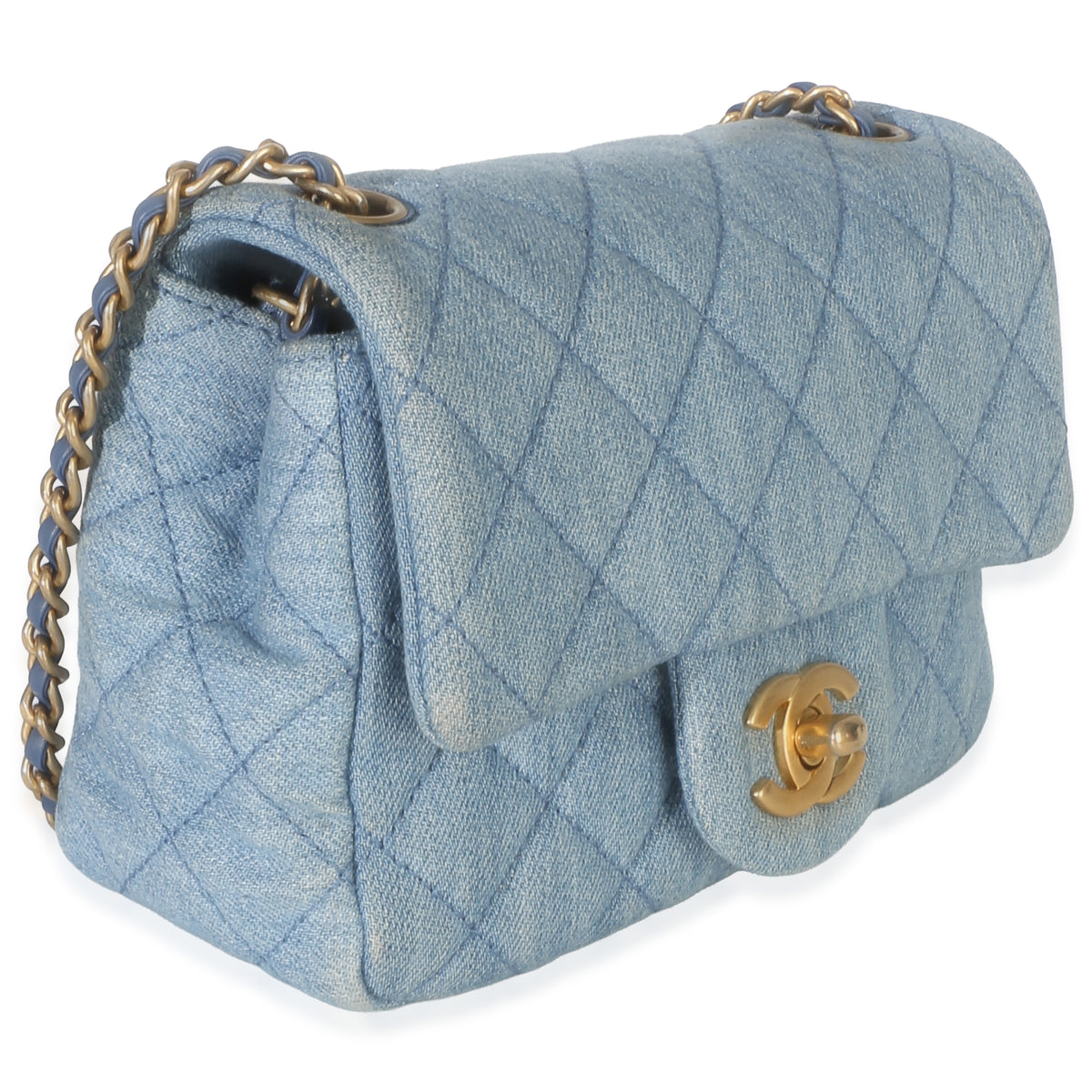 Chanel Blue Quilted Denim Mini Pearl Crush Flap Bag Handbag 3