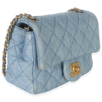 Chanel Blue Quilted Denim Mini Pearl Crush Flap Bag Handbag 3