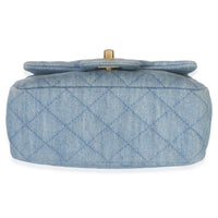 Chanel Blue Quilted Denim Mini Pearl Crush Flap Bag Handbag 5