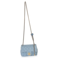 Chanel Blue Quilted Denim Mini Pearl Crush Flap Bag Handbag 8