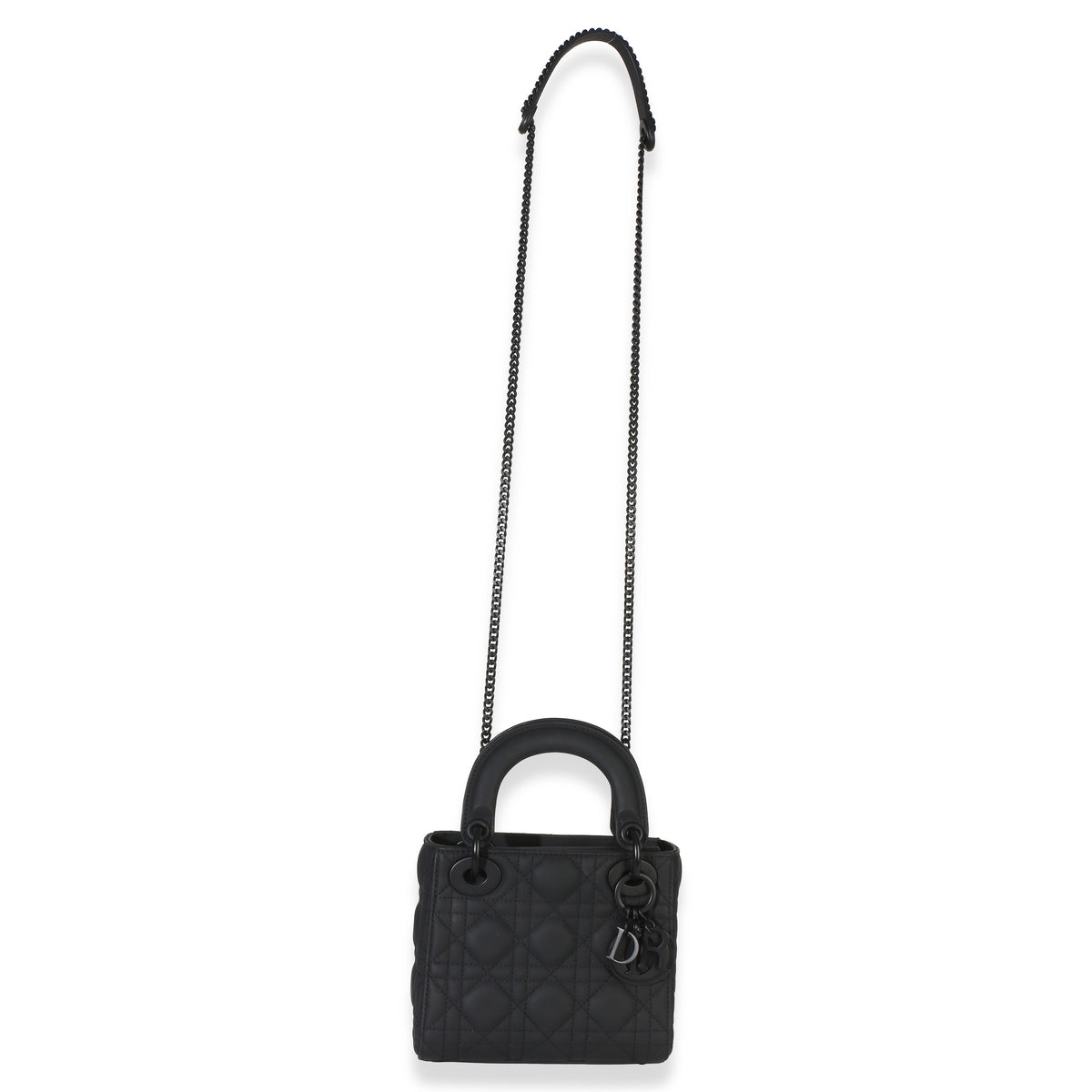 Christian Dior Black Ultra Matte Supple Cannage Calfskin Mini Lady Dior Handbag 8
