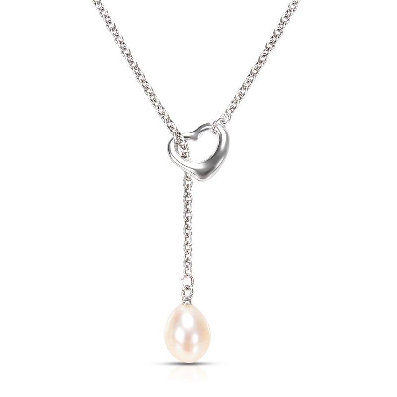 Tiffany & Co. Sterling Silver Pearl Elsa Peretti Open Heart Pendant fv