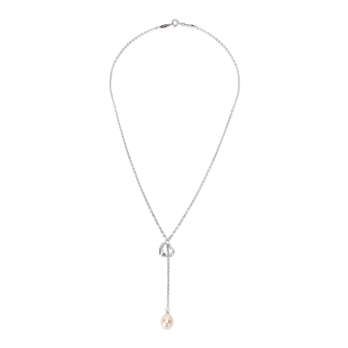 Tiffany & Co. Sterling Silver Pearl Elsa Peretti Open Heart Pendant bv