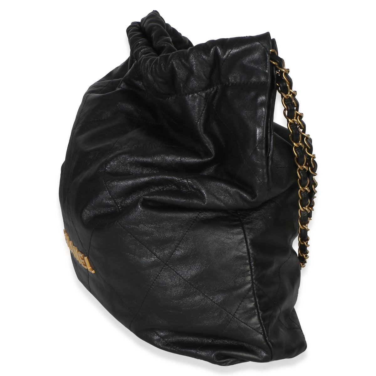 Chanel Black Quilted Crumpled Calfskin Large  22 Hobo Handbag 2