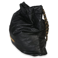 Chanel Black Quilted Crumpled Calfskin Large  22 Hobo Handbag 2
