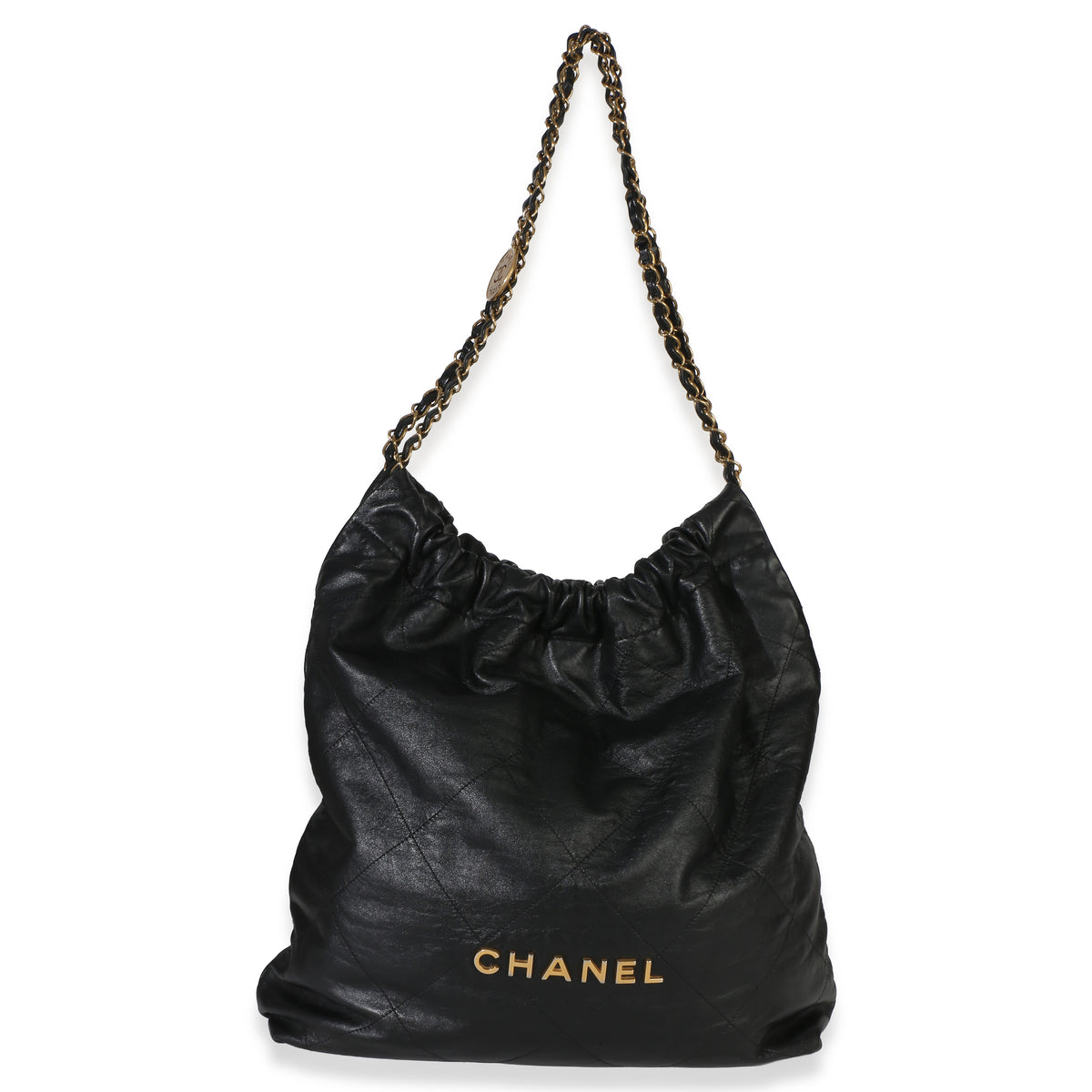 Chanel Black Quilted Crumpled Calfskin Large  22 Hobo Handbag 3