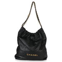 Chanel Black Quilted Crumpled Calfskin Large  22 Hobo Handbag 3