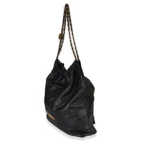 Chanel Black Quilted Crumpled Calfskin Large  22 Hobo Handbag 4