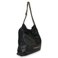 Chanel Black Quilted Crumpled Calfskin Large  22 Hobo Handbag 5
