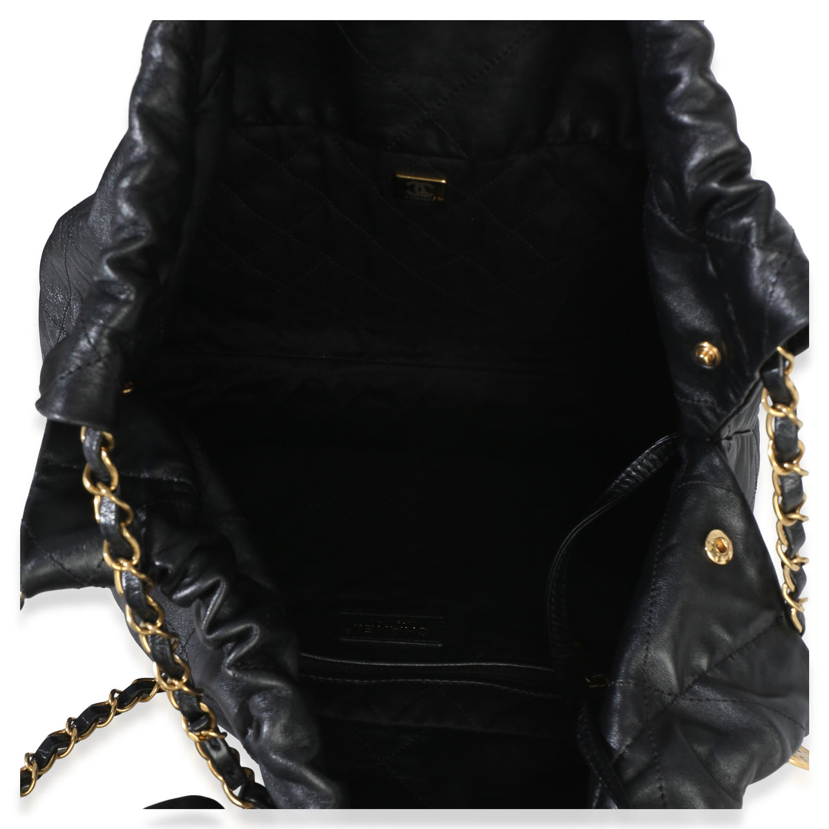 Chanel Black Quilted Crumpled Calfskin Large  22 Hobo Handbag 9
