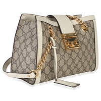 Gucci White GG Supreme Canvas Small Padlock Tote Handbag 3