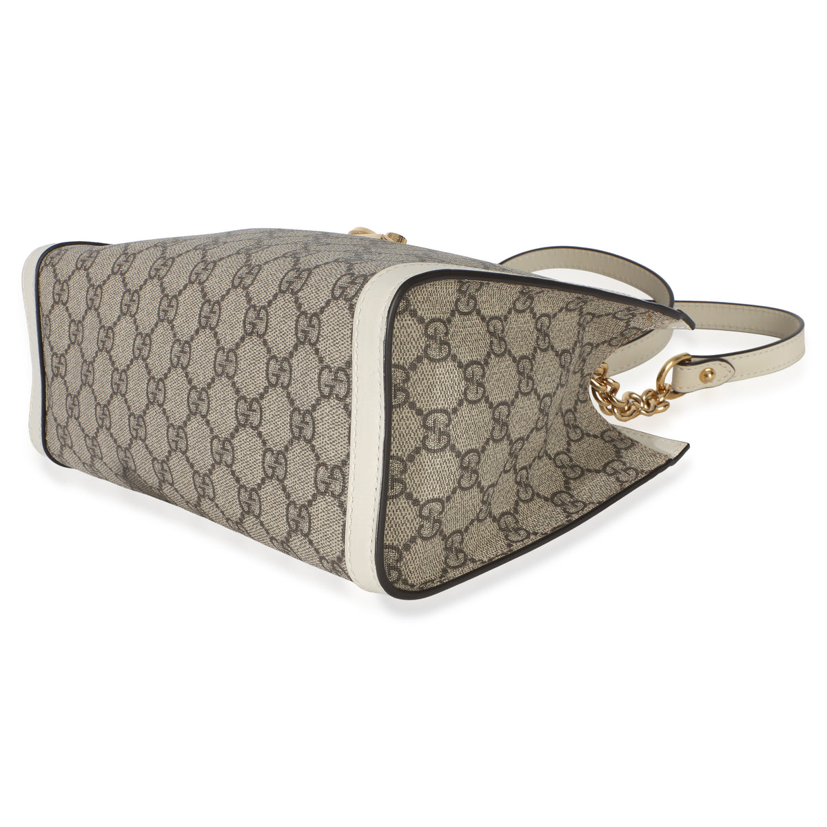 Gucci White GG Supreme Canvas Small Padlock Tote Handbag 6