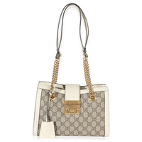 Gucci White GG Supreme Canvas Small Padlock Tote Handbag 8