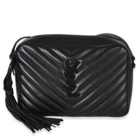 Saint Laurent Black Matelasse Calfskin Monogram Lou Camera Bag Handbag id