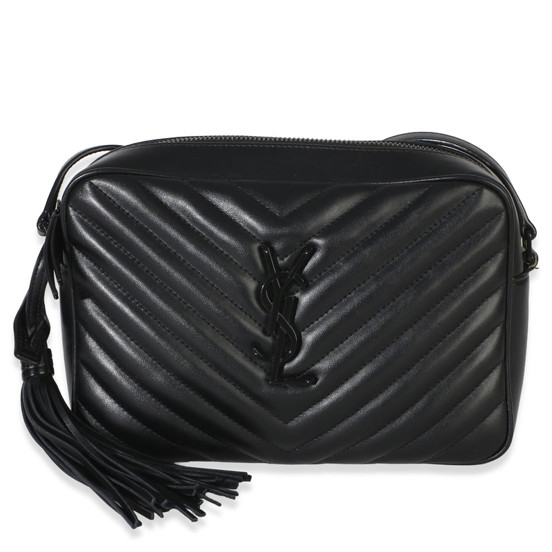 Saint Laurent Black Matelasse Calfskin Monogram Lou Camera Bag Handbag id