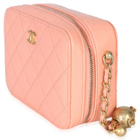 Chanel Coral Quilted Lambskin Pearl Crush Camera Vanity Case Handbag 2