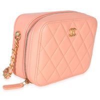 Chanel Coral Quilted Lambskin Pearl Crush Camera Vanity Case Handbag 3