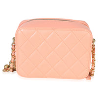 Chanel Coral Quilted Lambskin Pearl Crush Camera Vanity Case Handbag 4