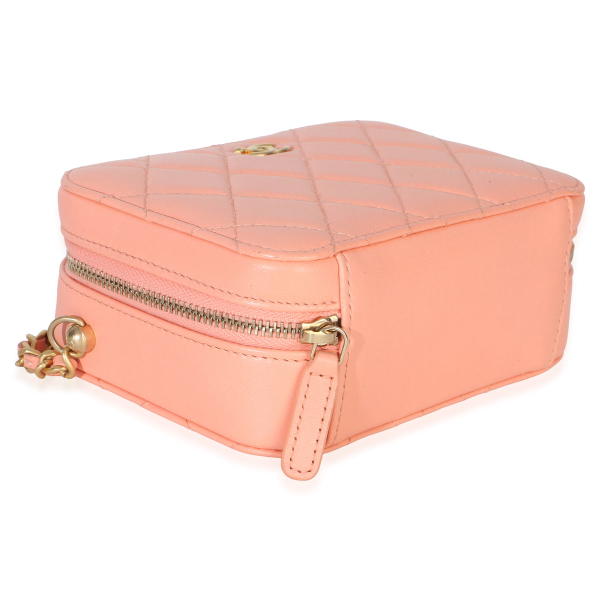 Chanel Coral Quilted Lambskin Pearl Crush Camera Vanity Case Handbag 7