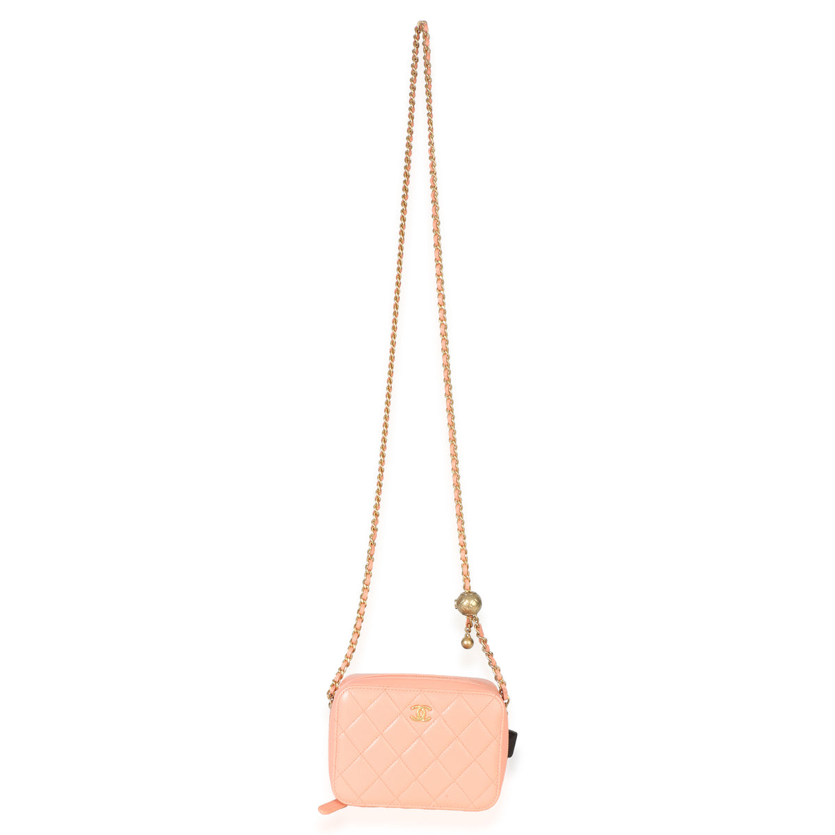 Chanel Coral Quilted Lambskin Pearl Crush Camera Vanity Case Handbag 8