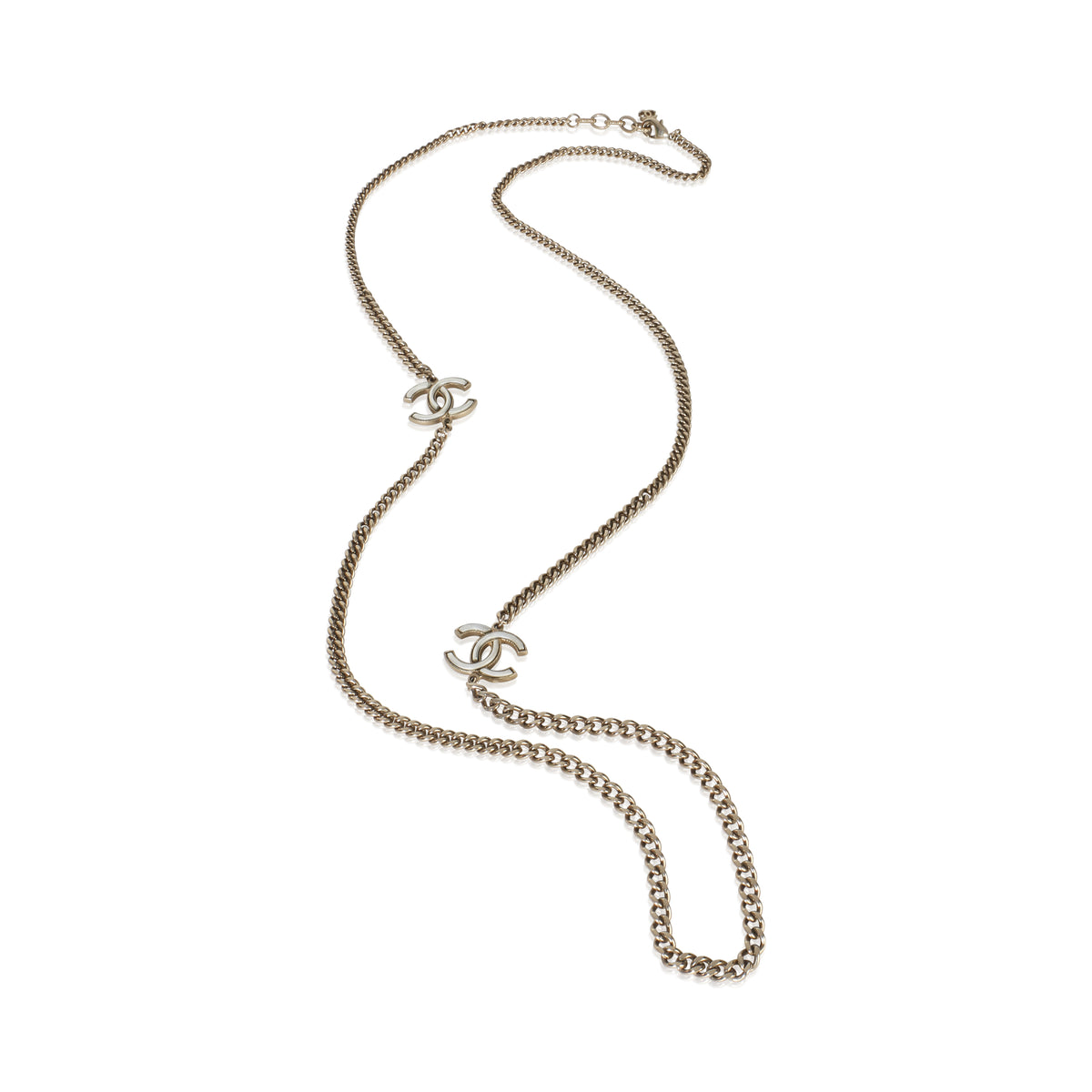 Chanel Gold Plated  2015 CC Station Necklace pv