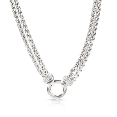 David Yurman Sterling Silver Diamond Wheat Necklace
