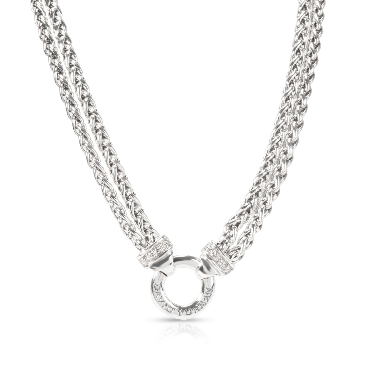 David Yurman Sterling Silver Diamond Wheat Necklace
