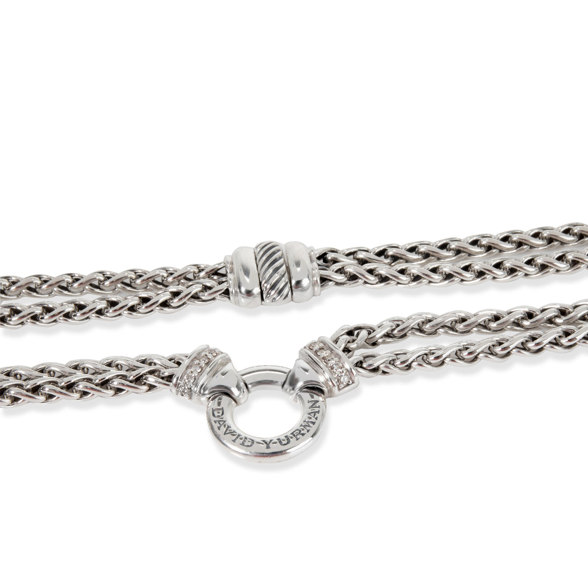 David Yurman Sterling Silver Diamond Wheat Necklace