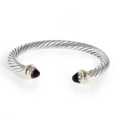 David Yurman Yellow Gold & Sterling Silver Amethyst Cable Classic Bracelet