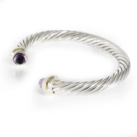 David Yurman Yellow Gold & Sterling Silver Amethyst Cable Classic Bracelet