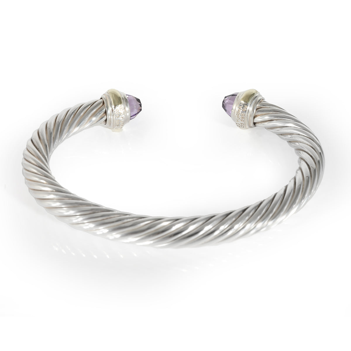 David Yurman Yellow Gold & Sterling Silver Amethyst Cable Classic Bracelet
