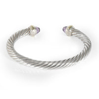 David Yurman Yellow Gold & Sterling Silver Amethyst Cable Classic Bracelet