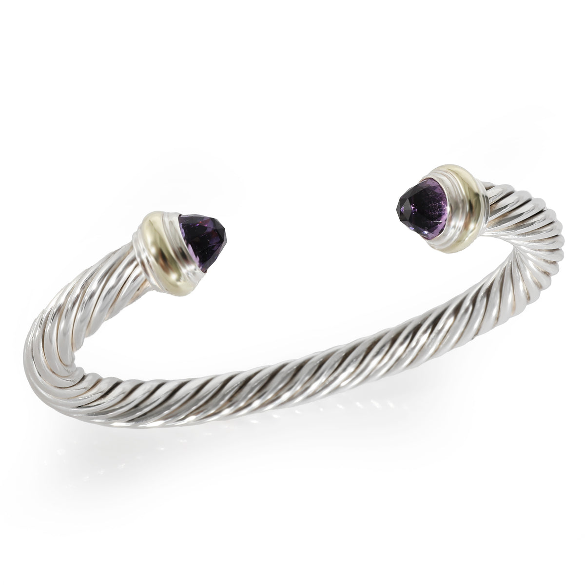 David Yurman Yellow Gold & Sterling Silver Amethyst Cable Classic Bracelet
