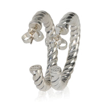 David Yurman Sterling Silver  Sculpted Cable Earrings bv