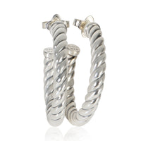 David Yurman Sterling Silver  Sculpted Cable Earrings fv