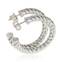 David Yurman Sterling Silver  Sculpted Cable Earrings pv