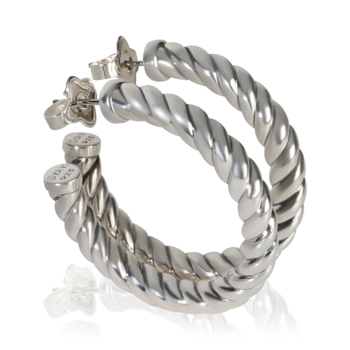 David Yurman Sterling Silver  Sculpted Cable Earrings sv