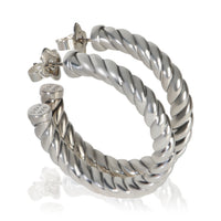 David Yurman Sterling Silver  Sculpted Cable Earrings sv