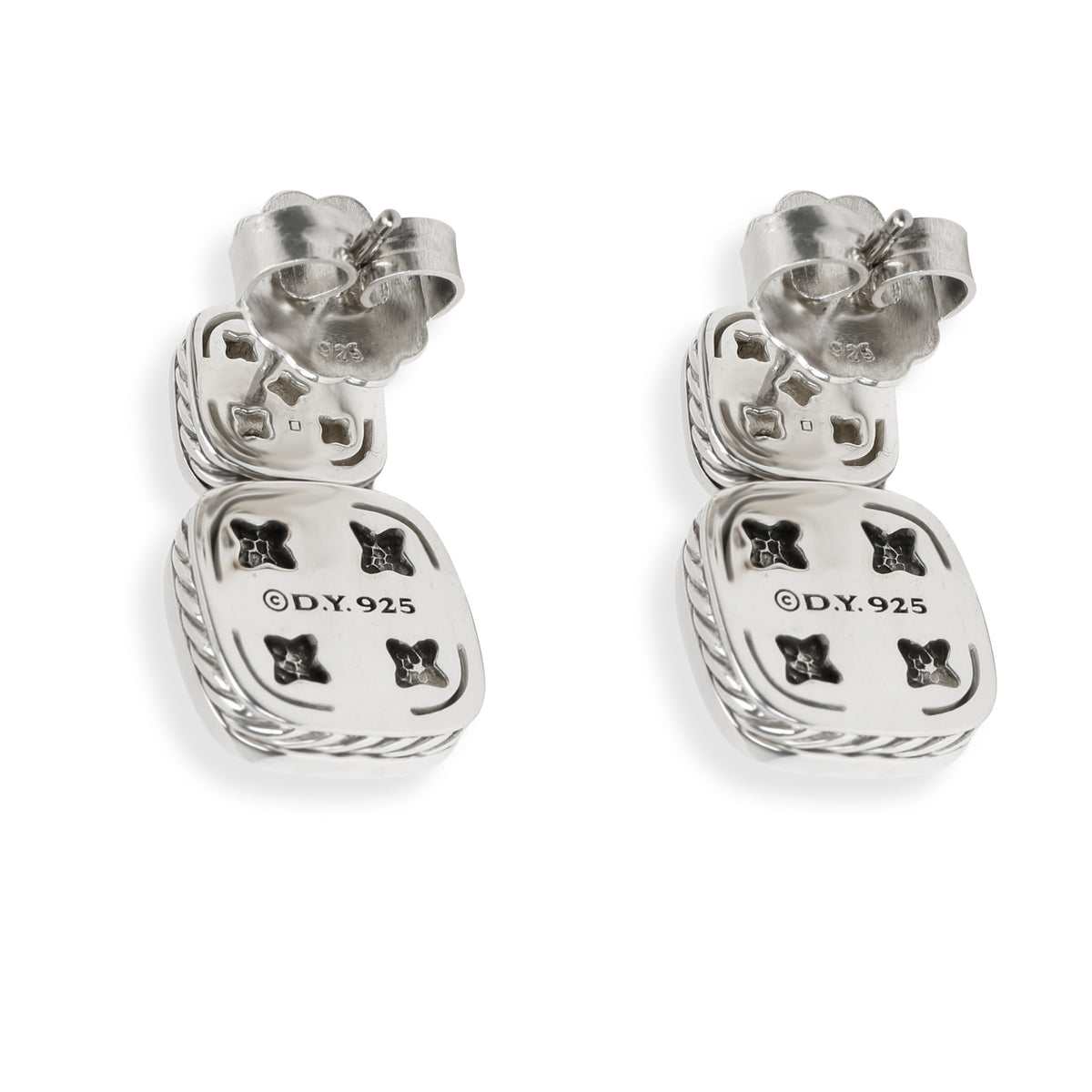 David Yurman Sterling Silver Topaz and Diamond Chiclet Earrings