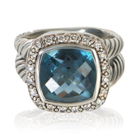 David Yurman Sterling Silver Topaz and Diamond Albion Ring fv