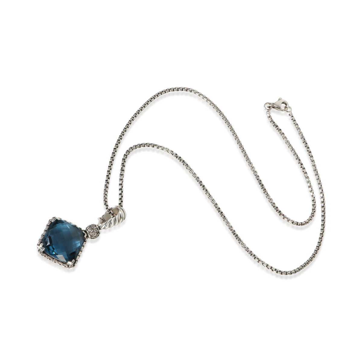 David Yurman Sterling Silver Topaz and Diamond On Point Pendant bv