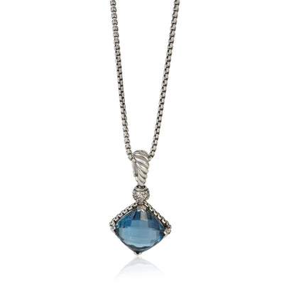 David Yurman Sterling Silver Topaz and Diamond On Point Pendant fv